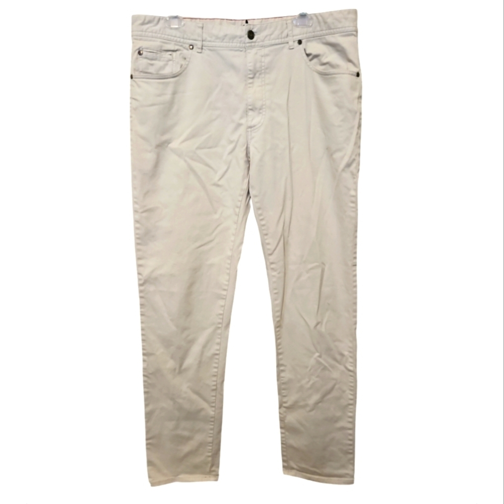 Johnnie-O Mens Sawyer Stretch 6 Pocket Off White Cream Jeans Size 36
